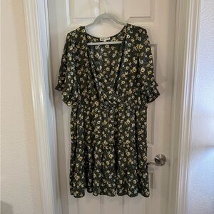 Inspired Hearts Dark Green Floral Midi Dress